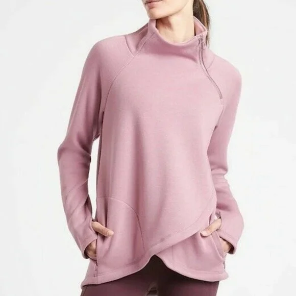 ATHLETA Cozy Karma Asym Pullover DOGWOOD Mauve Sweatshirt XS - Picture 1 of 6